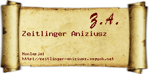 Zeitlinger Aniziusz névjegykártya